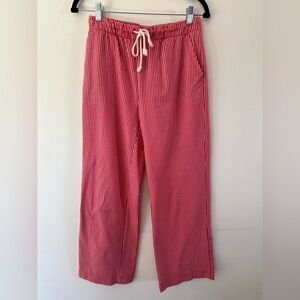 J. Crew Red & White‎ Striped Pull-On Wide Leg Seersucker Ankle Pants Size XS